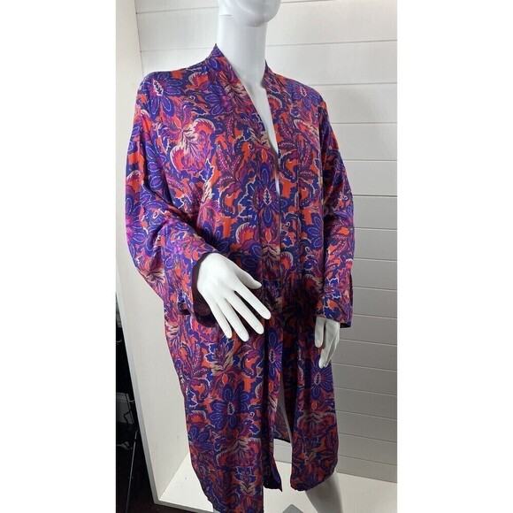 Fidealis Ema Blue Floral Kimono Ylang Made in France Womens OSFM Fairy Grunge - Picture 7 of 11